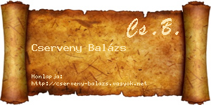 Cserveny Balázs névjegykártya