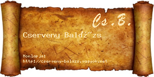 Cserveny Balázs névjegykártya